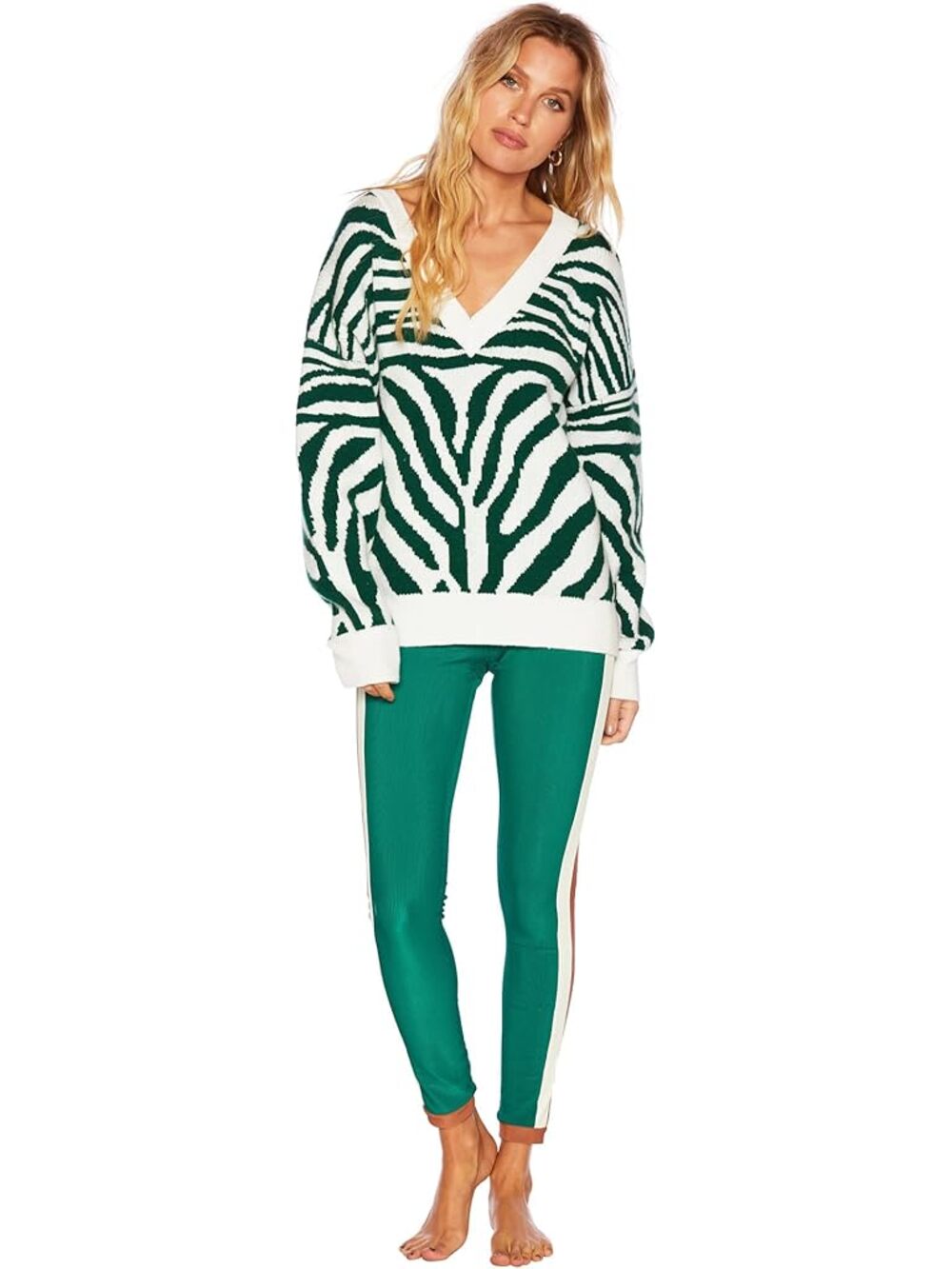 Beach Riot Joey Sweater Verdant Zebra Small